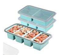 BONJUME Vassoio Per Congelatore A Cubetti, 3PCS Contenitori Per Congelare Con Coperchio Grande Vassoio Per Congelatore In Silicone Resistente Al Calore Per La Preparazione Dei Pasti Zuppe Brodi Salse