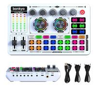 Bonkyo Mixer audio, F999 Live Scheda Audio Versione Bianca Con Dj Mixer Per Streaming/Podcasting/Gaming, Attrezzature Studio Professionale