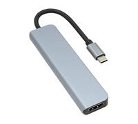 BONKZEBU Adattatore Multiporta USB C Hub 6 in 1 con Interfaccia Multimediale HD 4K per OS X Lega di Alluminio Grigia (Grigio)