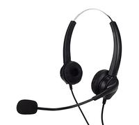 BONKZEBU Cuffia Professionale Cablata con Microfono per Call Center, Braccio in Acciaio Inossidabile per Uomini D'affari, Plug and Play per Telefoni Fissi/desktop (VH530D-RJ9 (entrambe le orecchie))