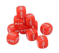 BONKZEBU Dadi per Frazioni, Dadi Matematici in Plastica da 20 Pezzi con Numeri Incisi per Giochi da Tavolo e Esercitazioni Matematiche per Bambini (Rosso)