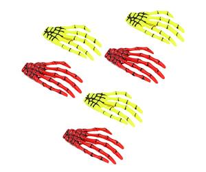 BONKZEBU Fermagli per Capelli con Osso di Scheletriche, Design Unico a Forma di Teschio per la Festa di Halloween, 6 Pezzi Fermagli per Capelli Rock Horror per Cosplay di Amici, Giallo Neon e Rosso