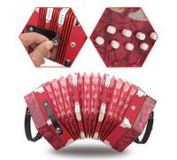 BONKZEBU Fisarmonica a 20 Bottoni, Leggera, Resistente, in ABS, per Bambini e Adulti, con Cinghie Regolabili e Borsa, Accessorio per Strumenti Musicali per principianti. (Rosso)