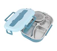 BONKZEBU Lunch Box Lunch Box In Acciaio A 4 Scomparti, Box In Acciaio Inossidabile, Contenitori Per Il Pranzo Da 1500 Ml Con Ciotola Zuppa (Portapranzo a quattro scomparti