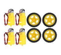 BONKZEBU Ruota per Pneumatici in Plastica per Auto RC, 4 Pezzi con Motore | Ruote in plastica ABS, motoriduttore 1:48, da 28 mm a 65 mm, per robot per auto intelligenti fai-da-te