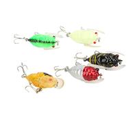 BONKZEBU Set di Esche per Pesci a Forma di Cicala da 5 Pezzi con Ganci | Esca da pesca artificiale, corpo in acciaio inossidabile e silicone, occhi 3D realistici, per pesca in acqua dolce e salata