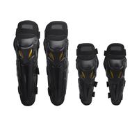 BONKZEBU Set di Protezioni per Ginocchia, Gomiti e Tibie per Moto di Alta qualità, Design Semplice con Fibbia per Gare di Dirtbike, Taglia Unica (Nero)