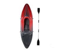 BONKZEBU Set Gonfiabile Portatile per Kayak da Canoa, per 1, in PVC, Resistente Ai Raggi UV, con Custodia per Pagaia, per la Pesca (Rosso)