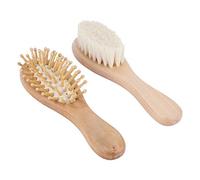 BONKZEBU Set Spazzola e Pettine per Capelli in Legno con Setola di Capra Naturale per Neonati