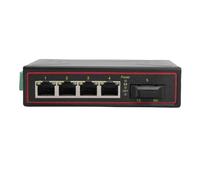 BONKZEBU Switch Ethernet Industriale, 1 Porta SFP 4 Porte RJ45 Convertitore Multimediale Gigabit con Porta in Fibra Hot Swap per Montaggio su Guida DIN, Trasmissione da 0 a 120 Km