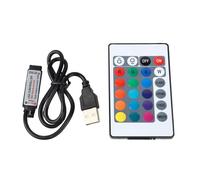 BONKZEBU Telecomando Universale per Luci a LED, Controller per Strisce Luminose a LED, Telecomando Wireless RGB a 24 Tasti Alimentato Tramite USB, Mini IR, per Strisce Decorative (Lunghezza della