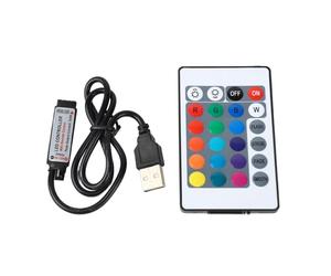 BONKZEBU Telecomando Universale per Luci a LED, Controller per Strisce Luminose a LED, Telecomando Wireless RGB a 24 Tasti Alimentato Tramite USB, Mini IR, per Strisce Decorative (Lunghezza della