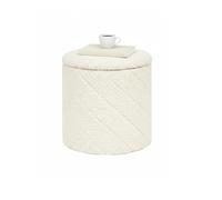 Bonlife Sgabello rotondo Ottoman con vano portaoggetti, sgabello pieghevole con coperchio, sgabello bouclé per toeletta per soggiorno, camera da letto, zona d'ingresso, bianco, 33x33x35cm