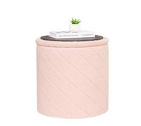 Bonlife Sgabello rotondo Ottoman con vano portaoggetti, Sgabello pieghevole con coperchio, Sgabello Bouclé per toeletta per soggiorno, camera da letto, zona d'ingresso, rosa, 43x43x45cm