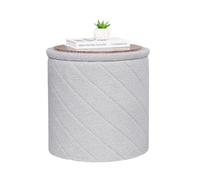 Bonlife Sgabello rotondo Ottoman con vano portaoggetti, sgabello pieghevole con coperchio, sgabello Boucle per toeletta per soggiorno, camera da letto, zona d'ingresso, grigio, 43x43x45cm