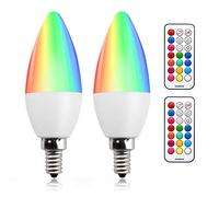 Bonlux 3W E14 RGB Dimmerabile Candela LED Lampadina Colore Variabile RGB+Bianco Caldo 12 Colori Funzione Memoria e Timer RGBW E14 Piccola Lampada a Candela Vite per Casa/Decorazione/Festa/KTV (2Pcs)
