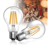 Bonlux 6W LED Lampadine E27 Luce Calda 2700K 100W Equivalente, 1300lm Super Luminoso Lampadina vintage E27 A60 Globo Lampade Risparmio Energetico Lampada AC 220-240V, Non Dimmerabile -2pack