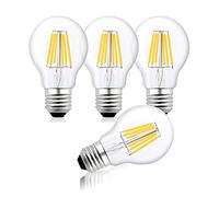 Bonlux E27 Lampadine LED A60 Lampadina di Filamenti a LED, AC/DC 12V-24V LED E27 Edison ES Vintage Lampade, 2700K 6W Equivalenti a 75W, Luce Calda 650lm CRI80+ per RV, Camper e Barche, 4 Pezzi