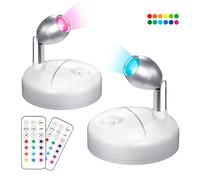 Bonlux Faretto LED di ricarica USB con telecomando,2 Pezzi Faretto LED Lampada Pittura a Batteria con 13 colori di luce per armadietti, esposizioni artistiche, feste, dipinti, statue