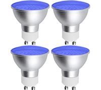 Bonlux Lampadina LED GU10, 5 W, MR16, blu, non dimmerabile, angolo di diffusione di 120°, equivalente a 50 W, per illuminazione paesaggistica e illuminazione decorativa (confezione da 4)