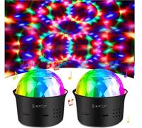 Bonlux Luci Discoteca LED,2 Pezzi 360°Ruotabile Musica Attivata Telecomando Luci da Festa,7 RGBP Colori Fari per Indoor Room,Natale,Bar,Club,Festa