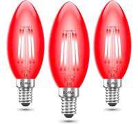 Bonlux Rosso Filament candela SES LED lampadina 4W Piccolo Edison a vite E14 LED rossi decorativi Fireglow sostituzione Antique Candle lampadine 40W (pacchetto di 3)