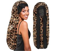 BONNET QUEEN Cappello di Seta Extra Lungo con Ampia Fascia per Donne dai Capelli Ricci, Cappello di Seta Notturno per Capelli Lunghi Naturali, Treccia, Parrucche, Locs, Dreadlocks, Leopardato