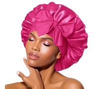 BONNET QUEEN Cuffia Seta Capelli Notte Regolabili Cuffia Capelli Ricci Bonnet con Lacci Lunghi Morbida e Protettiva Anti-Crespo, Rosa Caldo