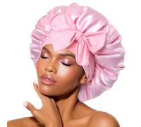 BONNET QUEEN Cuffia Seta Capelli Notte Regolabili Cuffia Capelli Ricci Bonnet con Lacci Lunghi Morbida e Protettiva Anti-Crespo, Rosa