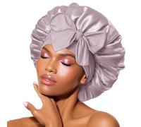 BONNET QUEEN Cuffia Seta Capelli Notte Regolabili Cuffia Capelli Ricci Bonnet con Lacci Lunghi Morbida e Protettiva Anti-Crespo, Grigio Rosa Dorata