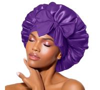 BONNET QUEEN Cuffia Seta Capelli Notte Regolabili Cuffia Capelli Ricci Bonnet con Lacci Lunghi Morbida e Protettiva Anti-crespo, Viola Profondo