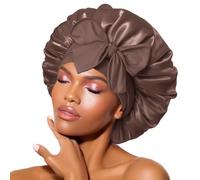 BONNET QUEEN Cuffia Seta Capelli Notte Regolabili Cuffia Capelli Ricci Bonnet con Lacci Lunghi Morbida e Protettiva Anti-Crespo, Cioccolato