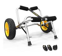 Bonnlo Carrello per Kayak e Canoa per Barca, Carrello, Carrello, Carrello da Trasporto, Accessori per Kayak, Grandi con Tubo in Alluminio da 20 x 2 mm, Doppi cavalletti, Ruote per Pneumatici Solide