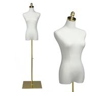 Bonnlo Manichino da donna per presentazioni di abbigliamento, busto da donna regolabile in altezza con supporto stabile in metallo con finitura dorata, per esporre vestiti, gioielli, vestiti, vestiti
