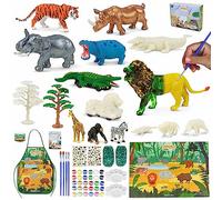 BONNYCO Animali per Bambini da Dipingere 16 Figure per Lavoretti Creativ | Con Effetto Luminescente al Buio, Adesivi, Braccialetto e Grembiule. Set Pittura per Regalo e Giochi Bambino dei 3 a 10 Anni
