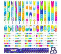 BONNYCO Braccialetti e Portachiavi, Pack 30 Pop It Gadget Compleanno Bambini. Regalini Fine Festa Compleanno Bambini, Regalino Fine Festa Dopo Invitati. Fidget Toys, Pensierini Mini Pop It Scuola