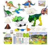 BONNYCO Dinosauri per Bambini da Dipingere 16 Figure per Lavoretti Creativi | Con Effetto Luminescente al Buio, Adesivi, Braccialetto e Grembiule. Set Pittura per Regalo e Giochi Bambino dei 3 a 10 Anni