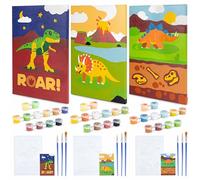BONNYCO Dipingere con i Numeri Bambini Dinosauri, 3 Pezzi Tele. Dinosauri per Bambini, Kit Lavoretti Creativi. Paint by Numbers, Idee Regalo Bambino Bambina. Giochi Bambino, Compleanno Natale