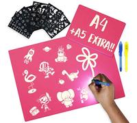 BONNYCO Lavagna Luminosa per Bambini Rosa A4 e A5, 6 Stencil e 2 Penne Spia | Lavagna Magica per Giochi Bambina e Bambino dai 3 a 10 Anni. Lavagnetta Magica, Regali Ragazzi, Gioco Compleanno e Natale