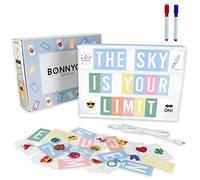 BONNYCO Light Box Blu con 400 Lettere ed Emoji, 2 Pennarelli. Lavagna Luminosa con Lettere, Idee Regalo Bambini per Compleanno e Natale. Scritte Luminose per Decorazioni Camera Ragazzo e Bambino