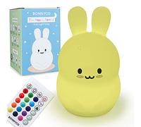 BONNYCO Luce Notturna Bambini con Telecomando e Sensore Tattile 16 Colori. Lampada Notturna per Bambini con Timer, Lucina Notte Bimbi Silicone BPA Free. Coniglio Lampada, Camaretta per Bambina
