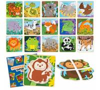 BONNYCO Pack 16 Puzzle in Legno di 4 Pezzi per Gadget Compleanno Bambini 1-5 Anni. Regalini Fine Festa Invitati, Idee Pensierini San Valentino, Regalo Alunni Scuola e Giochi Befana