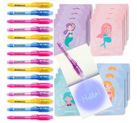 BONNYCO Penna Invisibile e Taccuino, 16 Pezzi Gadget Compleanno Bambini | Regalini Fine Festa Compleanno, Regalino Sirena Bambina. Giocattoli Pignatta, Idee Gadget Alunni per Scuola, Bomboniere