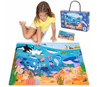 BONNYCO Puzzle Bambini XXL con Animali Marini 48 Pezzi Grandi. Puzzle Gigante Oceano di 92 x 62 cm Giochi per Bambini. Regalo Bambino e Bambina Educativi 2-8 Anni