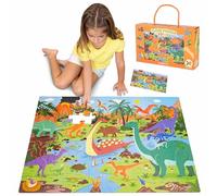 BONNYCO Puzzle Bambini XXL con Dinosauri 48 Pezzi Grandi. Puzzle Gigante di 92 x 62 cm Giochi per Bambini. Regalo Bambino e Bambina Educativi 2-8 Anni