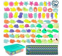 BONNYCO Squishy Piccoli Gadget Compleanno Bambini Pack 80 Mini Giochi. Regalini Fine Festa Compleanno Bambini Che Si Illuminano al Buio, Regalino Fine Festa Dopo Invitati. Mochi Kawaii Gadget