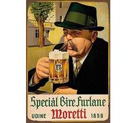 Bonoff Birra Moretti Targa in latta vintage con scritta in inglese "Birra Moretti", in metallo, 20 x 30 cm, con scritta in lingua inglese "Le