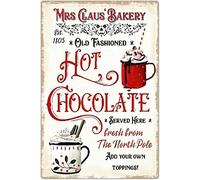 Bonoff Geuuki - Poster in latta con scritta "Hot Chocolate", decorazione da parete in metallo anticato, decorazione da parete per casa, bar, club, 14 x 20,3 cm