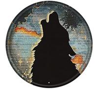 Bonoff Hello Darkness My Old Friend Wolf in The Night, targa rotonda in metallo anticato, decorazione da parete per casa, bar, club, uomini, grotta, regalo di marca, targa in metallo, 30,5 x 30,5 cm