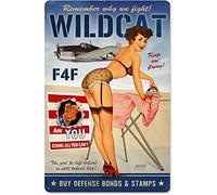 Bonoff Jack and Friends Wildcat F4f Pin Up Girl Sexy Lady Vintage Metal Tin Sign Iron Painting Retro Signs for Home Coffee Kitchen Outdoor Wall Decor 30,5 x 20,3 cm